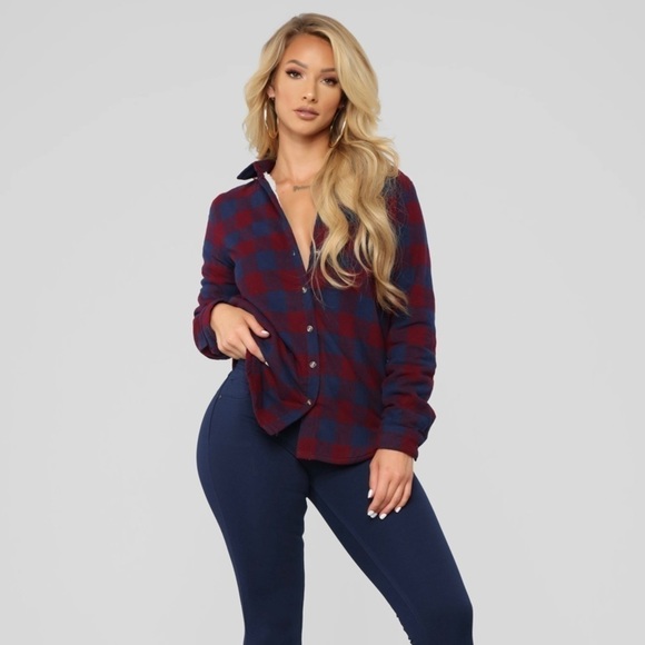 Fashion Nova Tops - Plaid button down sweater